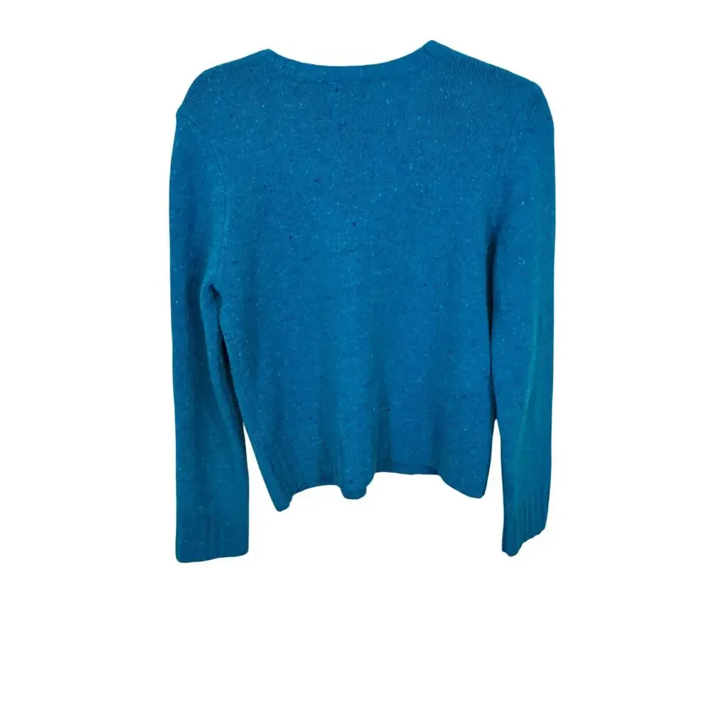Express Women’s Teal Lambswool Knit Sweater Y2K Preppy Minimalist Pullover L